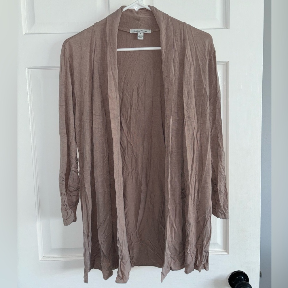 Studio Works Taupe Open Front Cardigan